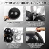 147pcs Black and Silver Balloons Garland Arch Kit, 18 12 10 5 inch