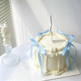 Blue Bow Cake Topper 12 PCS Coquette Ribbons Bows for Cake Decorations