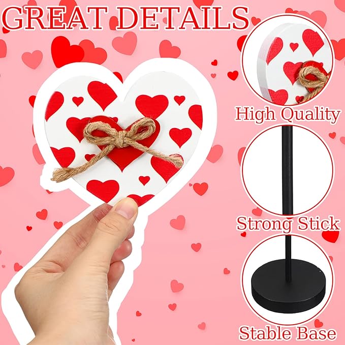6 Pcs St Patricks Day and Valentines Day Decorations Shamrock Heart