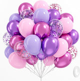 61pcs Pink and Purple Balloons, 12 Inch Purple Pink Confetti