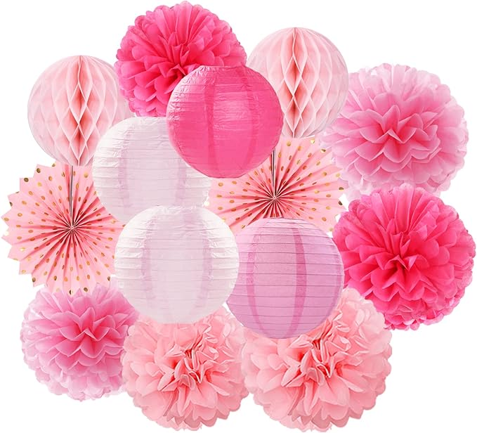 Rose Hot Pink Valentines Day Party Decorations Streamers 14pc Girl