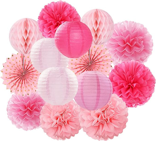Rose Hot Pink Valentines Day Party Decorations Streamers 14pc Girl