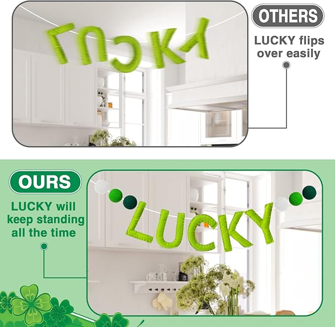 3 Pack Felt St Patrick's Day Decorations Garland 6.6 FT Lucky Pom