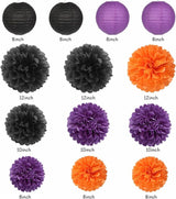 Black Orange Purple Halloween Party Decorations 20pcs Paper Lanterns