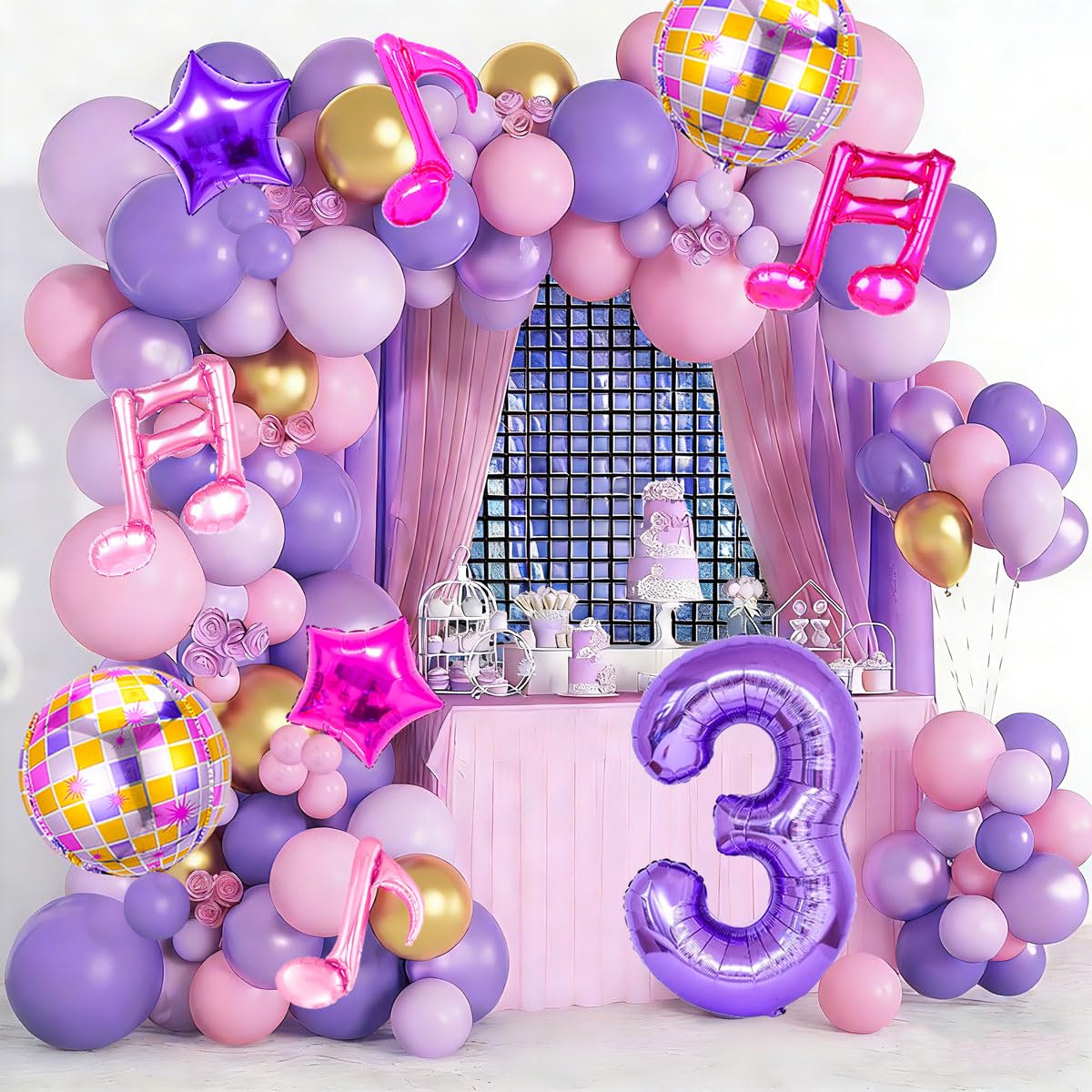 9Pcs Kpop Birthday Decorations - Kpop Music Balloons Hot Pink Mus 3