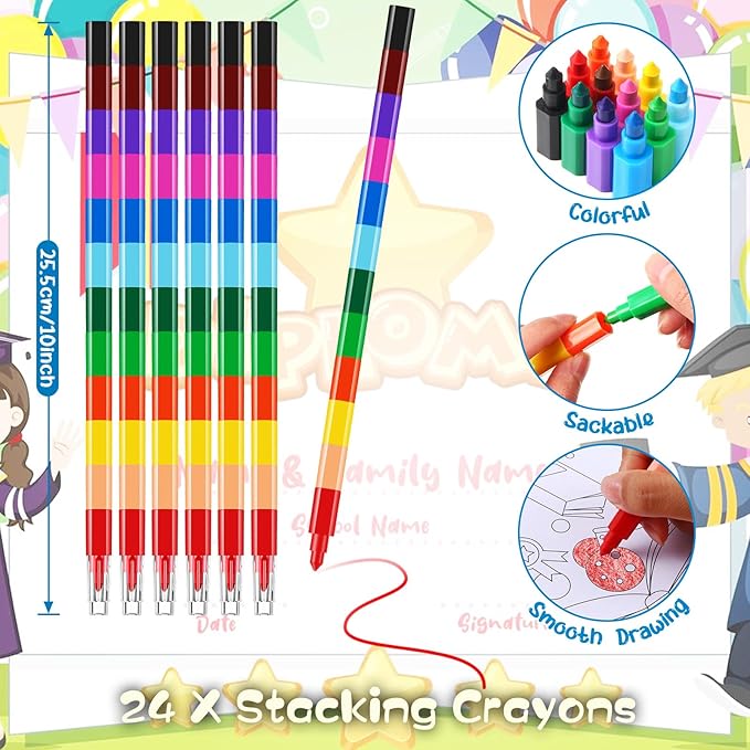 24 Kindergarten Graduation Mini Coloring Books Kids with 24 Stacking