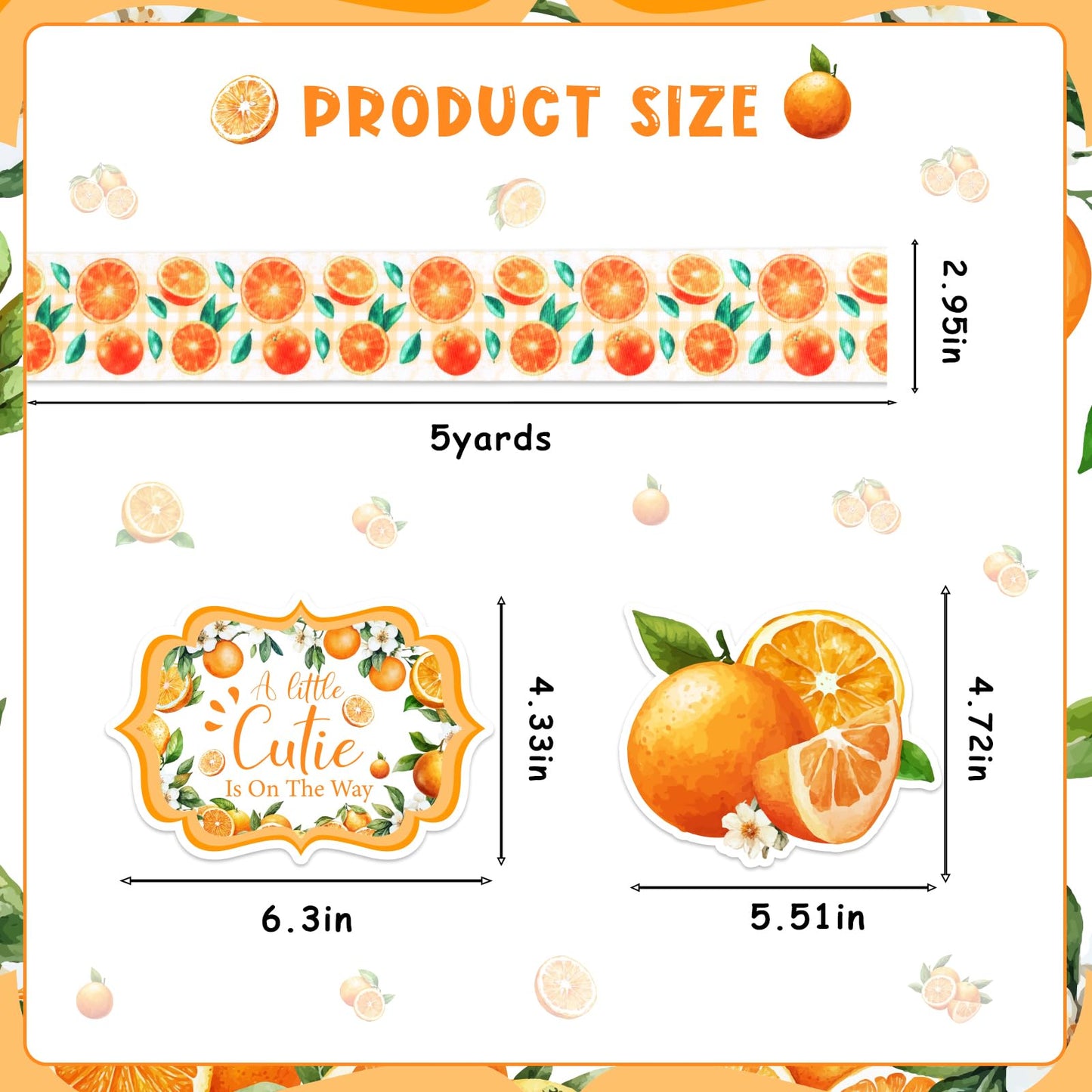 Cheerupp Orange Baby Shower Diaper Cake Decorations, Citrus A Little