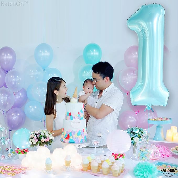 KatchOn, Light Blue 1 Balloon Number - 40 Inch | Blue One Balloon for