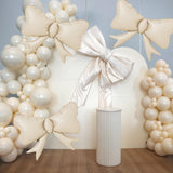 5pcs White Bow Balloon, Cream White Bows Balloons, Ivory Giant Bow