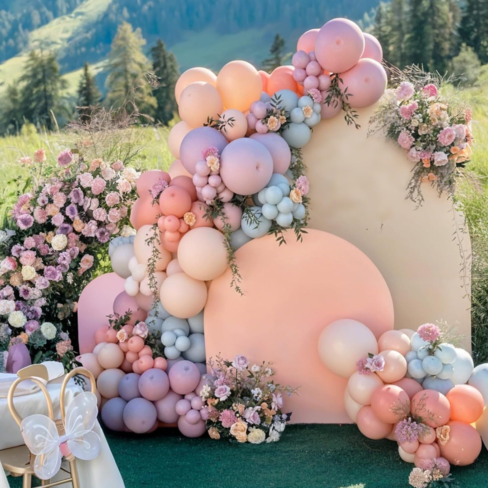 Pastel Balloon Arch Kit,122Pcs Pink Blue Yellow Purple Metallic Gold