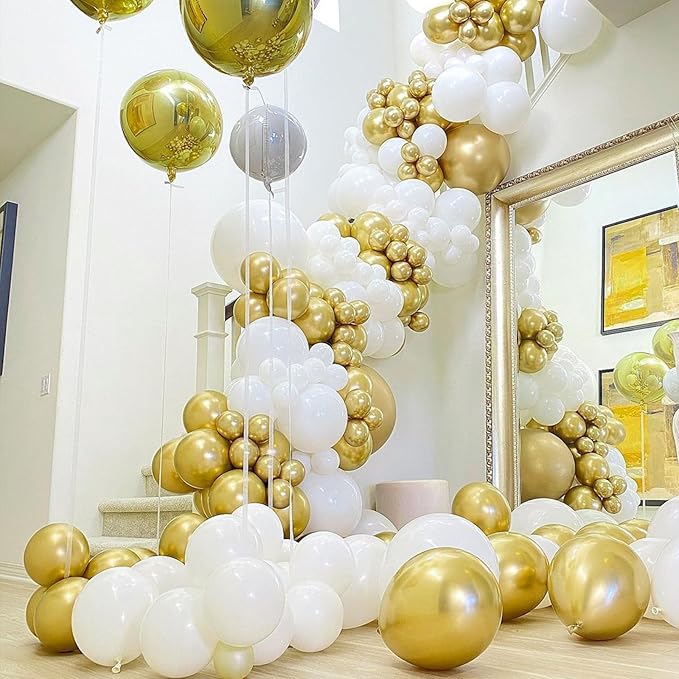 PartyWoo Gold Balloons 100pcs Different Sizes of 18 12 10 5 Inch Gold