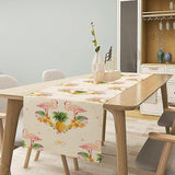 Tropical Flamingo Table Runner, Hawaiian Summer Fruit Pineapple