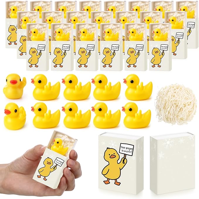 Yookeer 50 Sets Funny Resin Duck Gag Gift Bulk Yellow Resin Finger