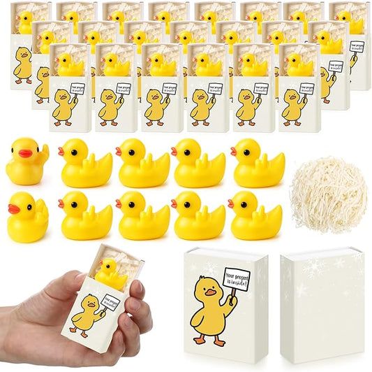 Yookeer 50 Sets Funny Resin Duck Gag Gift Bulk Yellow Resin Finger