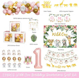 130 PCs Wild One Birthday Decorations Girl Hombae Safari Jungle