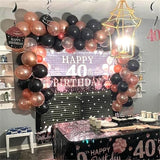 Rose Gold and Black Balloon Arch Kit 102pcs Matte Black and Metallic