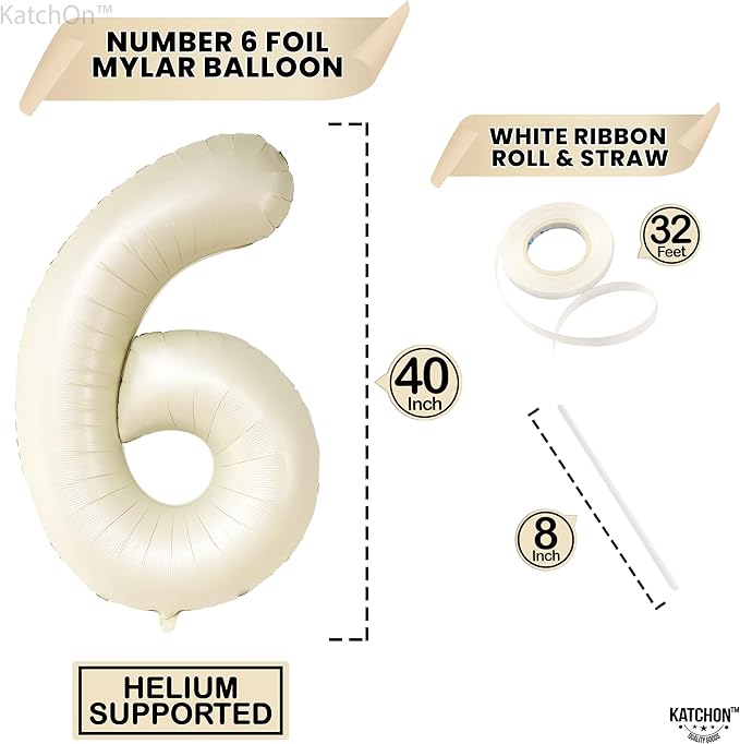 KatchOn, Cream Number 1 Balloons for 1st Birthday - Giant 40 Inch | On
