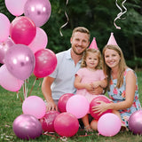 100Pcs Pink Balloons 12Inch Hot Pink Metallic Pink Balloon Light Pink