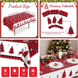 3PCS Christmas Tablecloth Red and Black Buffalo Plaid Rectangular