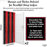 KatchOn Red and Black Fringe Curtain - 6.4x8 Ft Pack of 2 | Red and