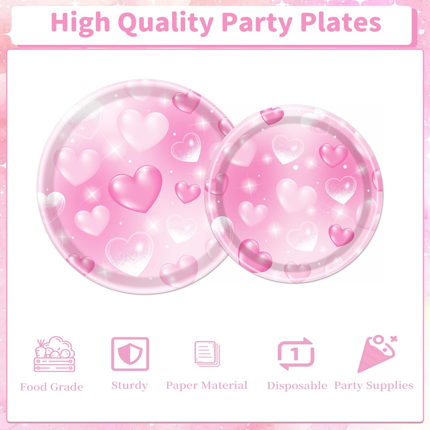 Rakuto 96PCS 2000s Party Decorations - Y2k Heart Disposable Paper