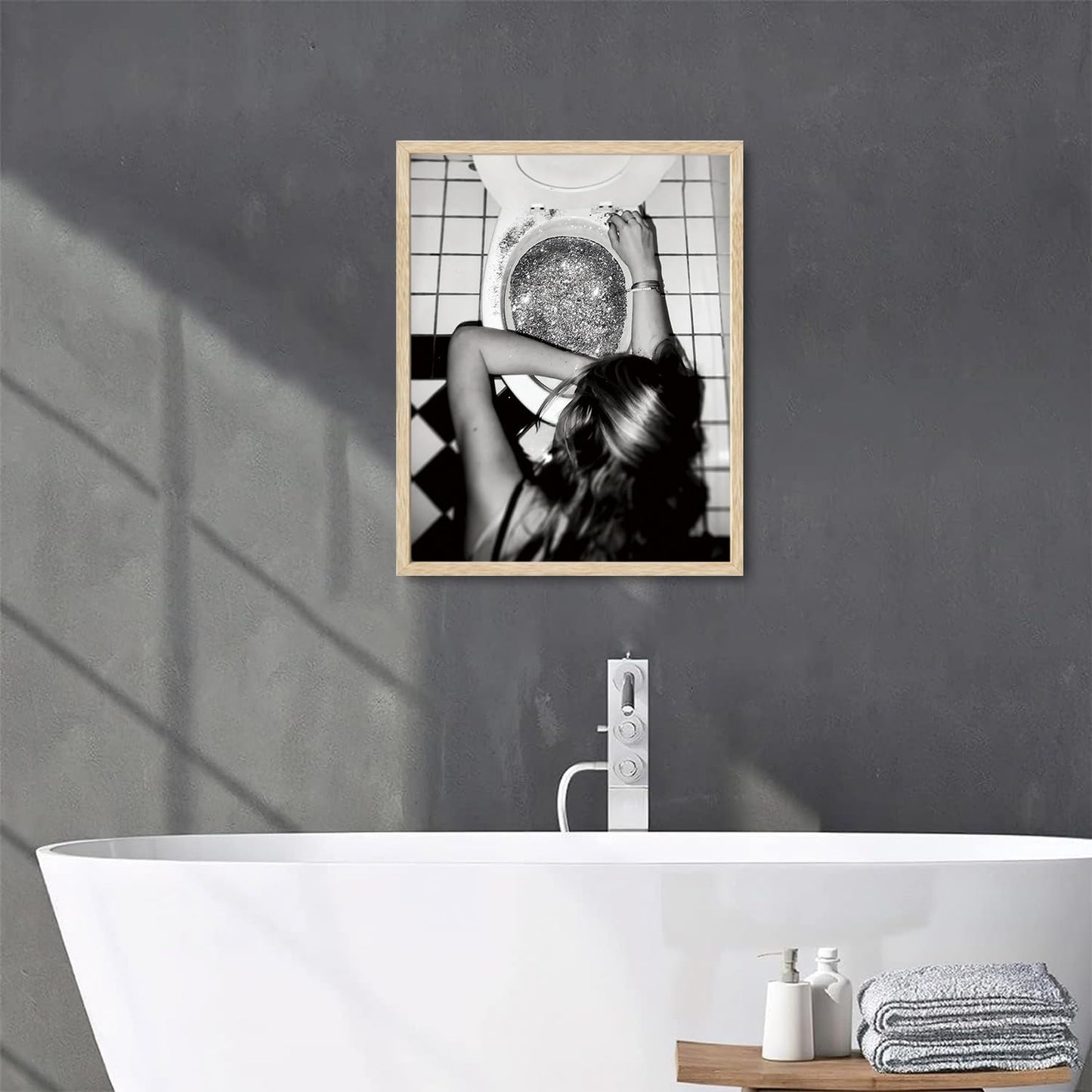 Bwodke OAK Wood Framed Wall Art After the Disco Party Canvas Art Black