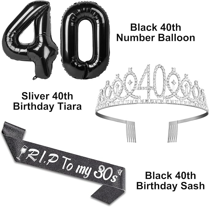 RIP to My 30s Birthday Decorations with 40th Birthday Crown RIP to