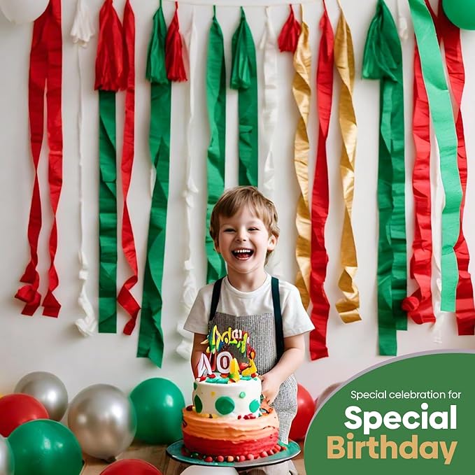 6 Christmas Streamers Rolls, 591ft Pack of Unique 6 Christmas Crepe