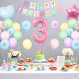 3rd Birthday Decoration for Girls Easter Pastel Rainbow Macaron 3rd