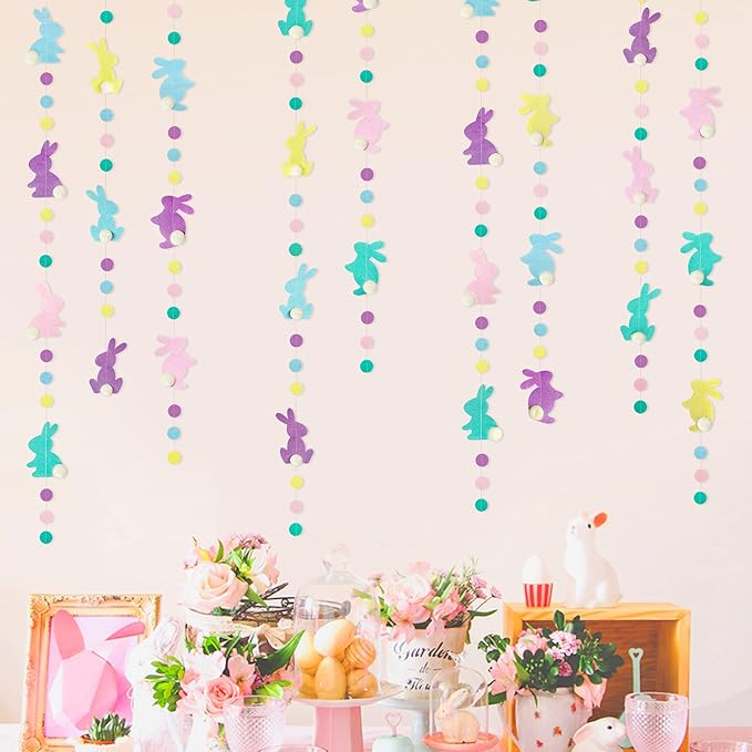Easter Party Decorations Pastel Easter Bunny Circle Dot Garland
