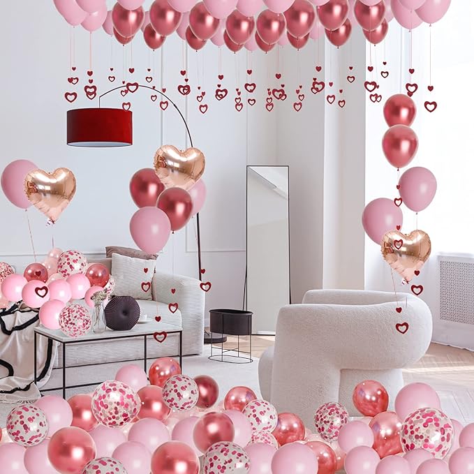 Valentine's Day Balloons Kit with Rose Gold Pink Heart I Love You