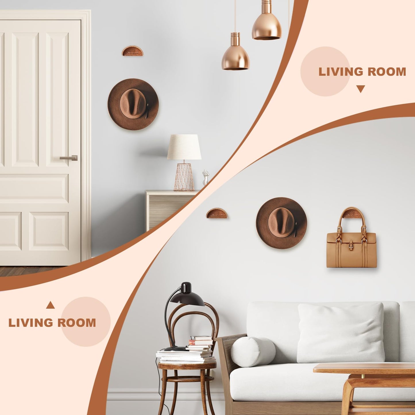 HUANGSTY 2 Pack Cowboy Hat Rack Wall Mount, Non-Damaging Curved