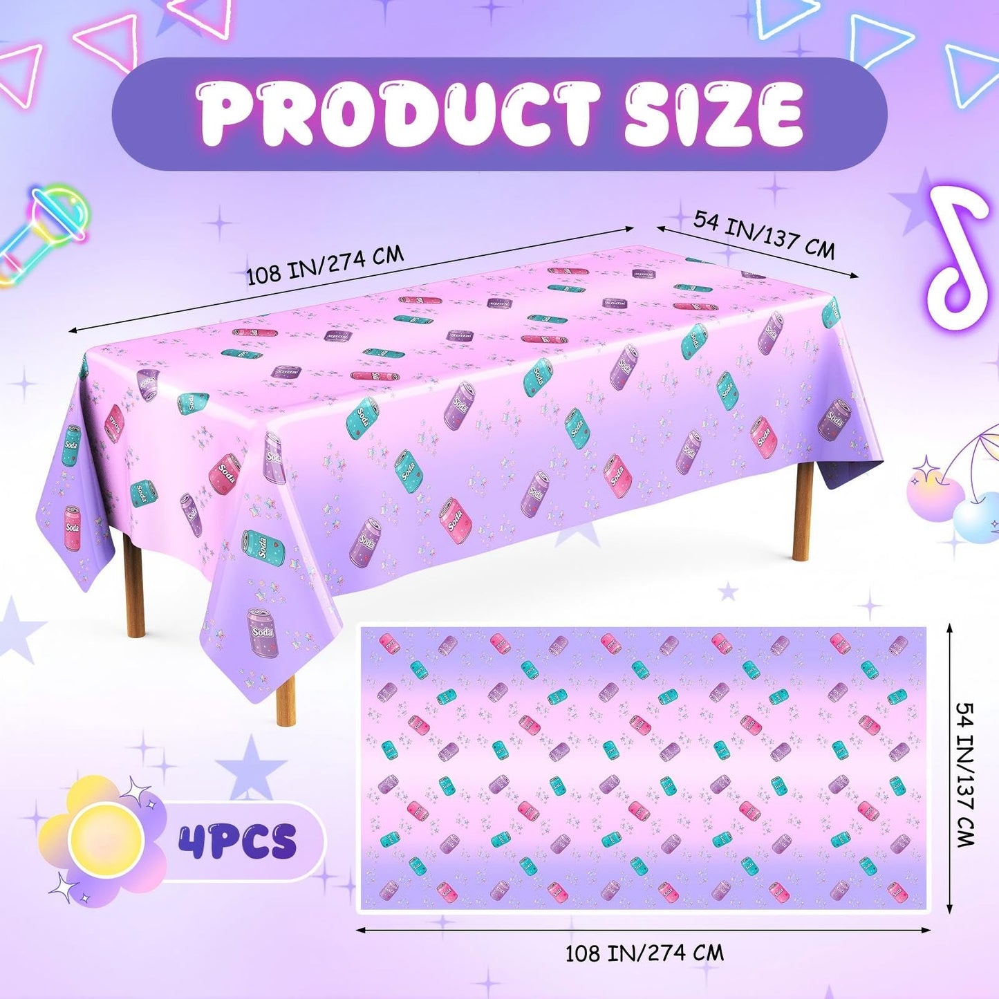 Gilprop 4 Pcs Kpop Themed Soda Bottle Birthday Party Decorations
