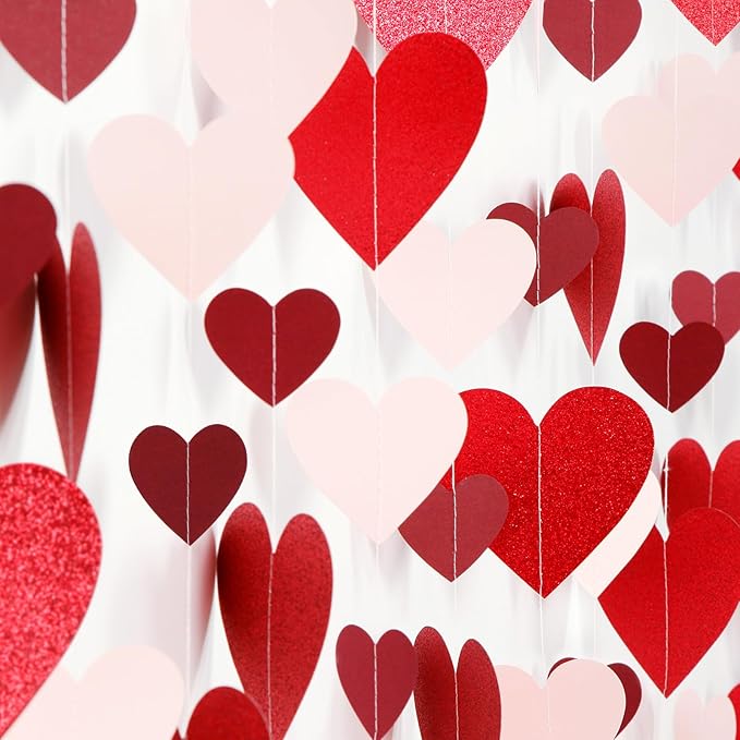 Pink Burgundy Red Valentines Day Party Decorations Garland 52Ft
