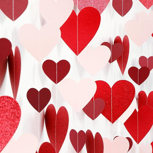 Pink Burgundy Red Valentines Day Party Decorations Garland 52Ft