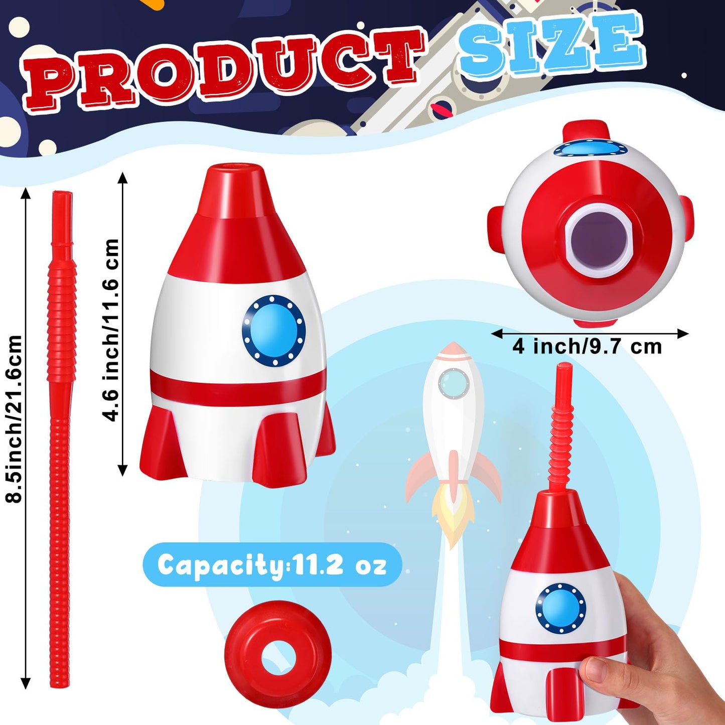 Space Cups Bulk Plastic Rocket Shape Cups Rocket Bottles with