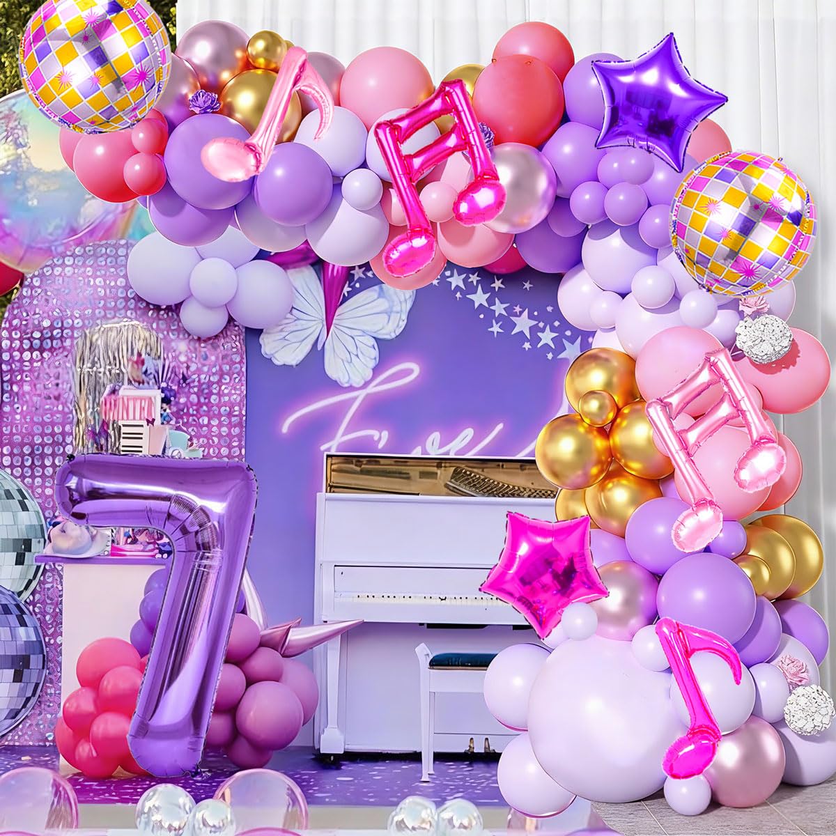 9Pcs Kpop Birthday Decorations - Kpop Music Balloons Hot Pink Mus 7