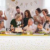 12Pcs White and Gold Tablecloth Party Decorations,Plastic White Table