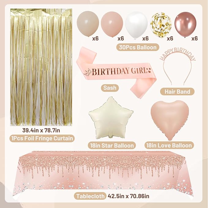 Boho Birthday Party Decorations for Women Girls with Cream Beige