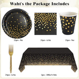 Black and Gold Party Supplies Includes 9" Paper Plates and Napkins