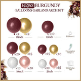 142pcs Burgundy Balloon Arch Garland Kit with Metallic Rose Gold