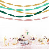 Sage-Green Pink-Gold Crepe Paper Streamers - 8 Rolls Green Party