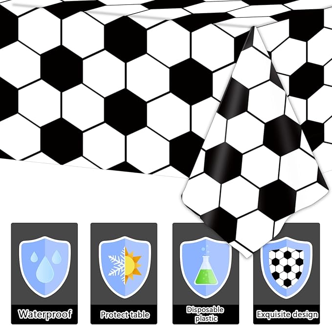 Tevxj 3 Pieces Soccer Party Tablecloths for Soccer Birthday