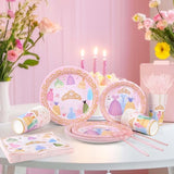 175Pcs Princess Paper Plates Napkins Princess Themed Birthday Party