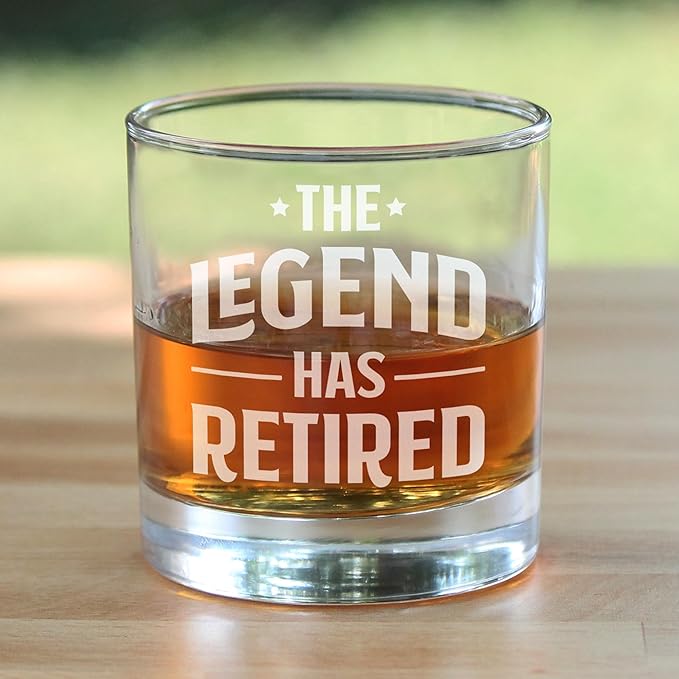 The Legend Has Retired Whiskey Rocks Glass Funny Retirement Gifts