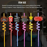 Movie Night Supplies 30 Pack Drinking Straws Bendable Movie Theme
