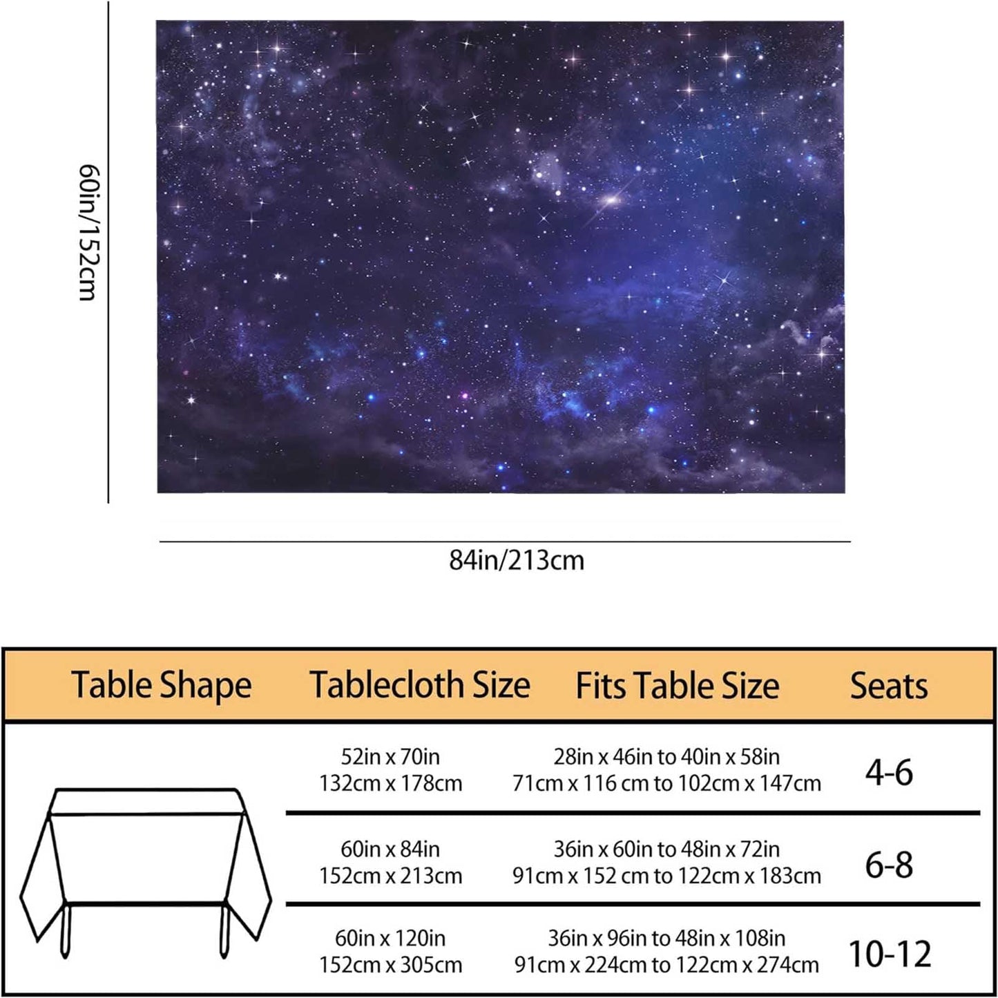 Tablecloth Galaxy Universe Table Cloth Rectangle Table 60 x