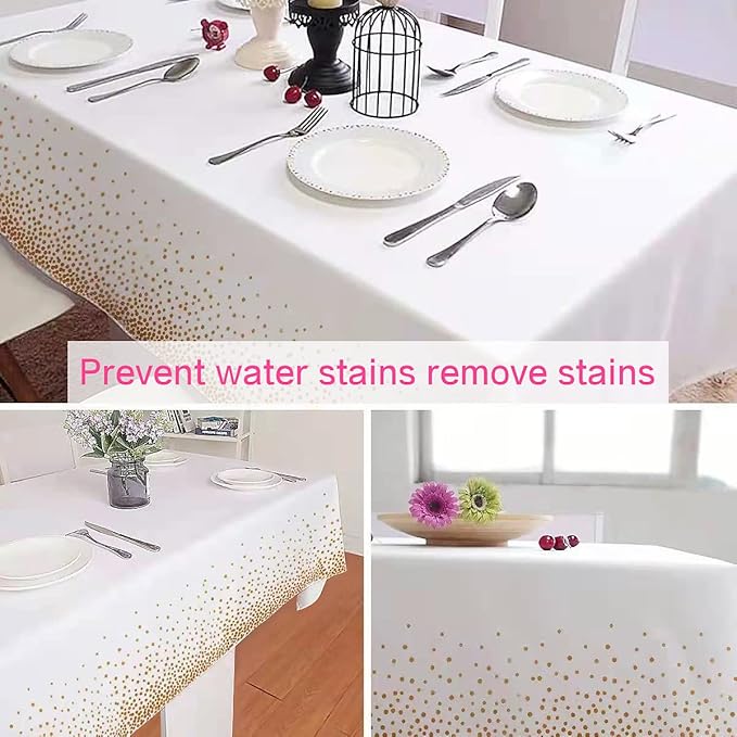2 Packaging Purple and Gold Plastic Tablecloth, 54 inch x108 inch