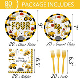 178 Pcs Construction 4th Birthday Party Supplies Dump Truck Four