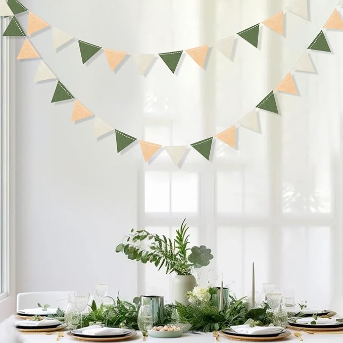 Sage Green Party Decorations Olive Green Tan Brown Cream Felt Hanging